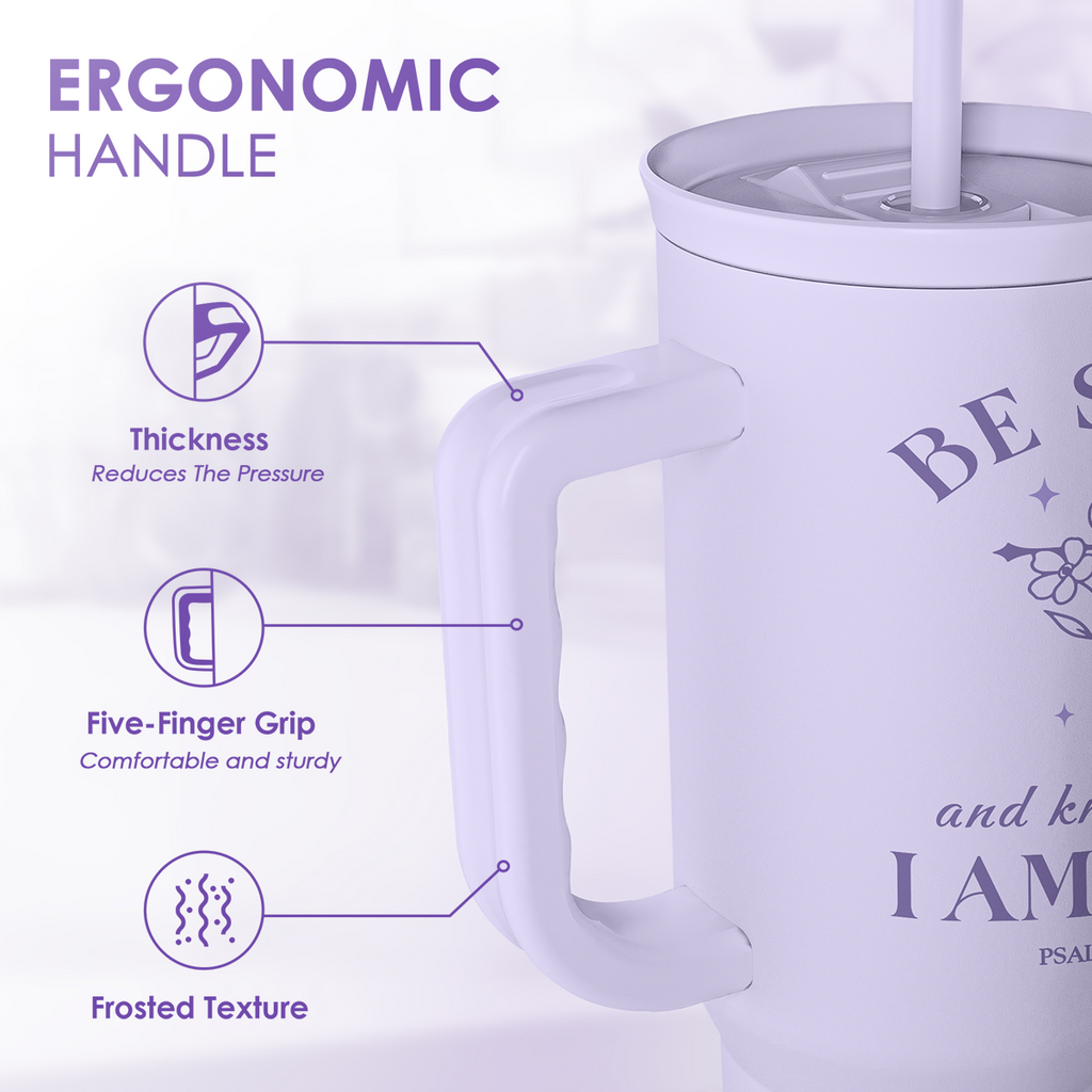 Christian Gift for Women - Insulated Stainless Steel Tumbler with Handle and Straw - Religious Inspirational Gifts for Birthday Christmas, 40oz