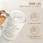 Book Lover Gifts for Women, Just One More Chapter Tumbler with Handle, Stainless Steel Insulated Coffee Travel Mug Cup, Gifts for Women Girls Bookworm on Christmas Birthday, 40oz