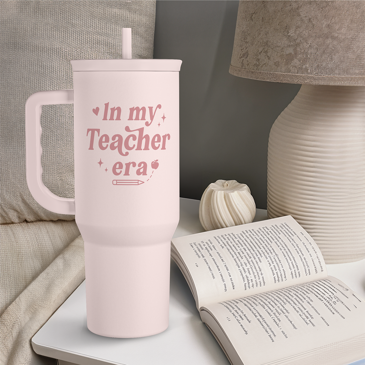 Teacher Gift - Stainless Steel Insulated Tumbler with Handle - Cool Teacher Club Travel Coffee Mug Cup for Women Back to School Birthday Christmas Teacher's Appreciation, 40oz