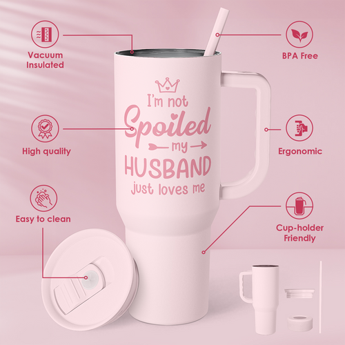 40oz Spoiled Wife Tumbler with Handle and Straw