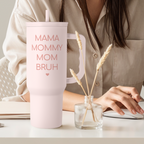 Gift for Mom - Mama Mommy Mom Bruh Stainless Steel Tumbler with Handle, Travel Coffee Mug for Moms - Gifts for Birthday Christmas Mothers Day, 40oz
