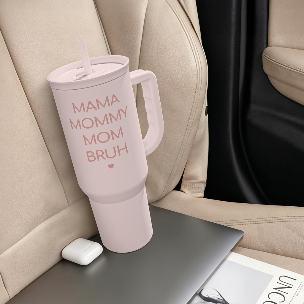 Gift for Mom - Mama Mommy Mom Bruh Stainless Steel Tumbler with Handle, Travel Coffee Mug for Moms - Gifts for Birthday Christmas Mothers Day, 40oz