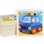 Intelligence Kids Toy Wooden 3D Puzzle Tangram for Children Baby Cartoon Animal , Traffic Puzzles Educational Learning Toys