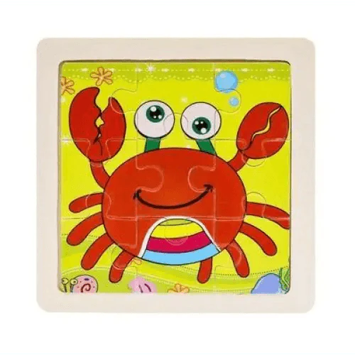 Intelligence Kids Toy Wooden 3D Puzzle Tangram for Children Baby Cartoon Animal , Traffic Puzzles Educational Learning Toys