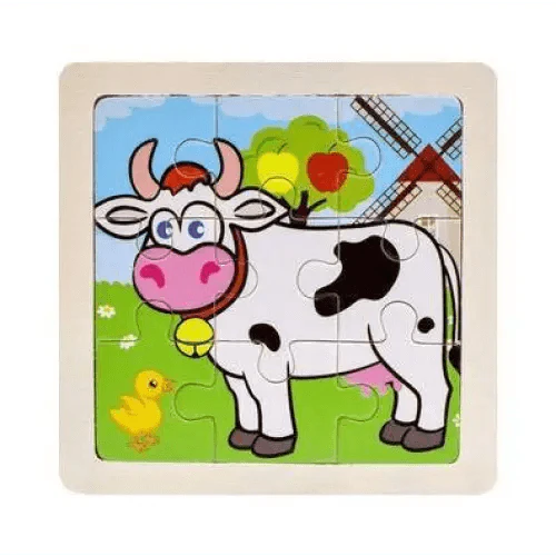 Intelligence Kids Toy Wooden 3D Puzzle Tangram for Children Baby Cartoon Animal , Traffic Puzzles Educational Learning Toys