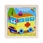 Intelligence Kids Toy Wooden 3D Puzzle Tangram for Children Baby Cartoon Animal , Traffic Puzzles Educational Learning Toys