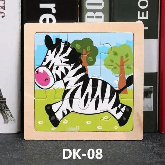 Kids Puzzle Toy Animals and Vehicle Wooden Puzzles Jigsaw Baby Educational Learning Toys for Children Gift