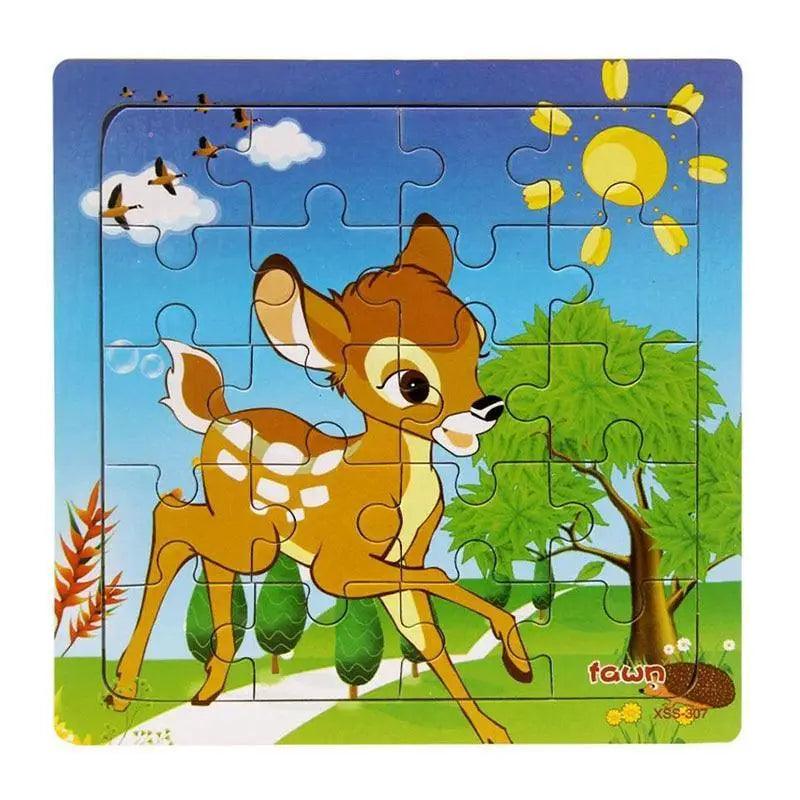 Kids Puzzle Toy Animals and Vehicle Wooden Puzzles Jigsaw Baby Educational Learning Toys for Children Gift