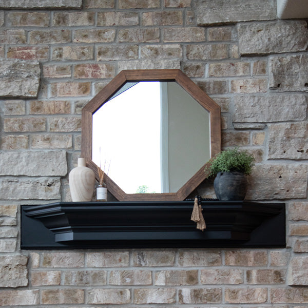 Octagon Wood Frame Mirror