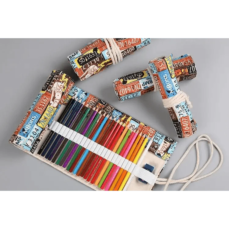 Roll Up Canvas Wrap Pencil Bag For Students Stylish Stationary Storage Pouch Unique Pencil Case For School