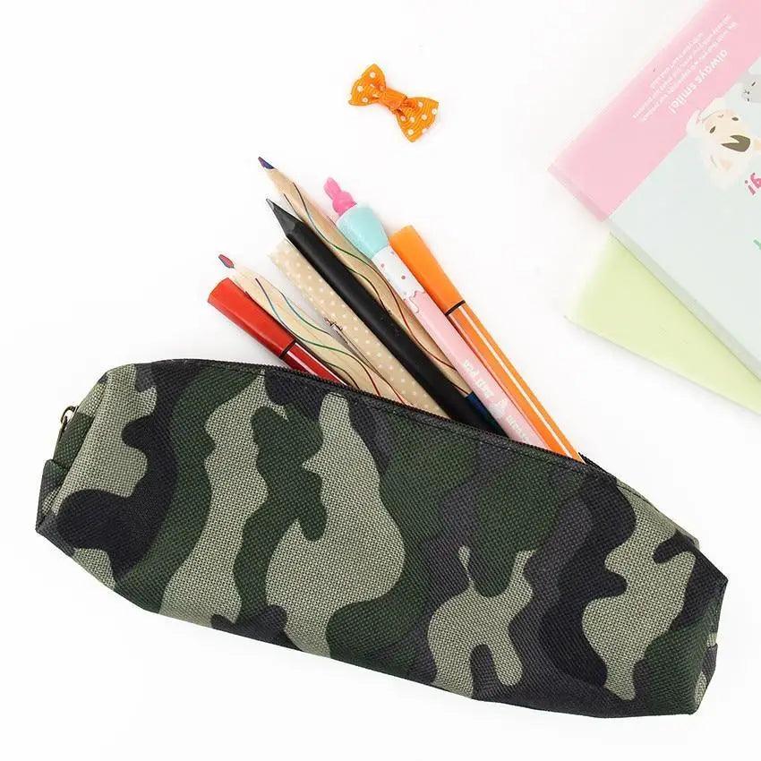 Simple Camouflage Cool Pencil Case Soft Black Pencil Holder For Boys Stylish Pouch For Office And Schools