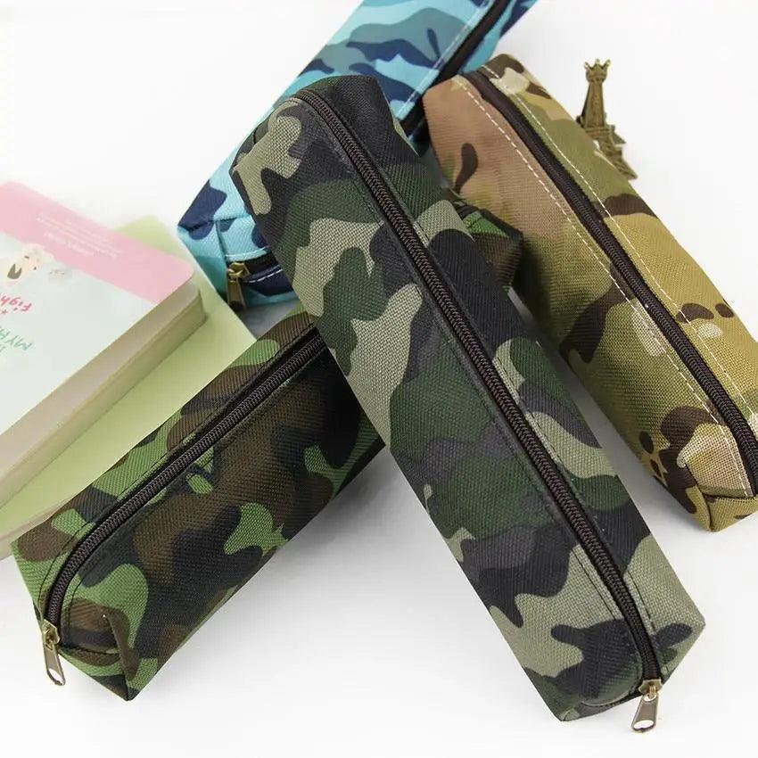 Simple Camouflage Cool Pencil Case Soft Black Pencil Holder For Boys Stylish Pouch For Office And Schools