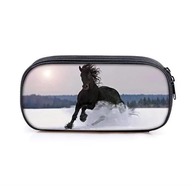 Vintage Cartoon Print Students Pencil Case Classic Theme Makeup Cosmetic Bags Elegant Stationery Pouch