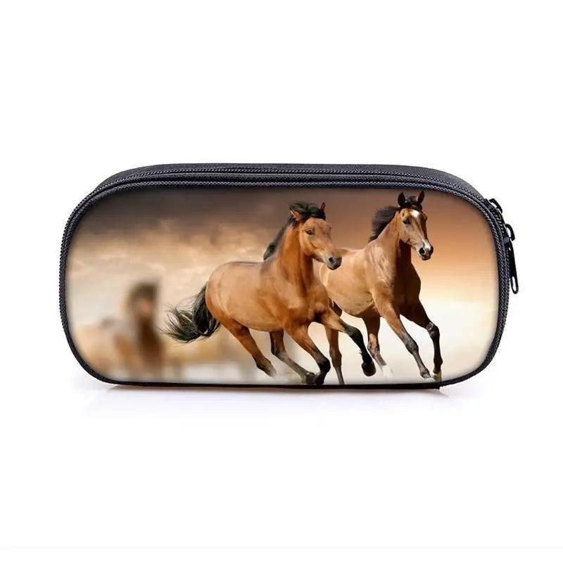 Vintage Cartoon Print Students Pencil Case Classic Theme Makeup Cosmetic Bags Elegant Stationery Pouch