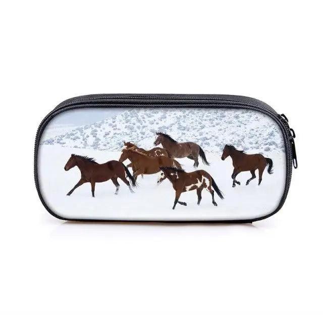 Vintage Cartoon Print Students Pencil Case Classic Theme Makeup Cosmetic Bags Elegant Stationery Pouch