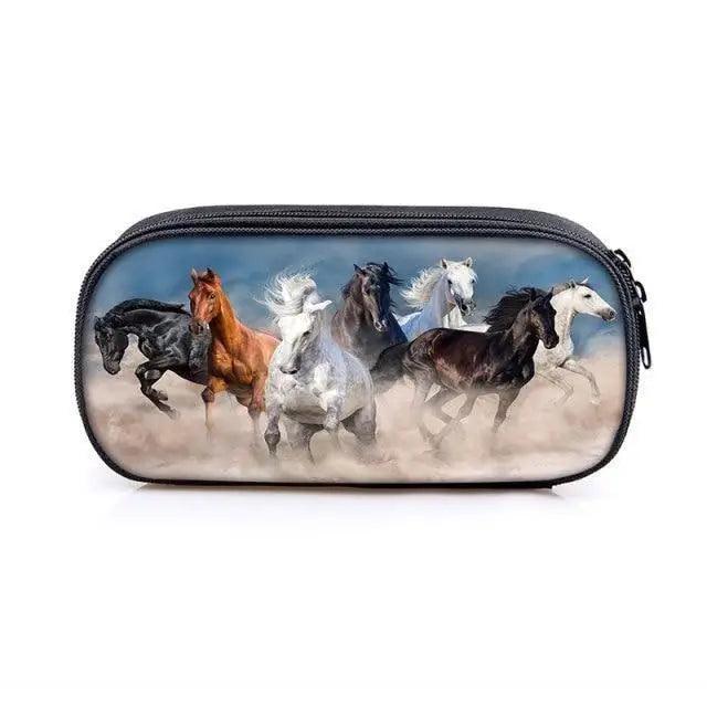 Vintage Cartoon Print Students Pencil Case Classic Theme Makeup Cosmetic Bags Elegant Stationery Pouch