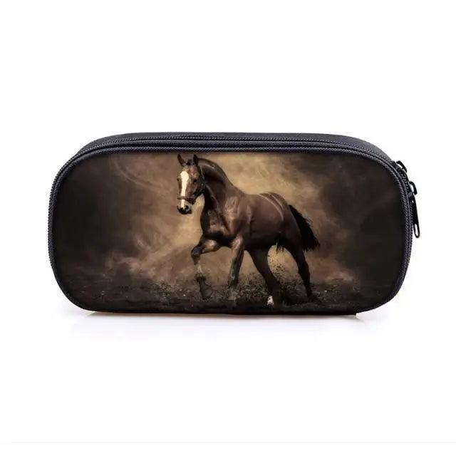 Vintage Cartoon Print Students Pencil Case Classic Theme Makeup Cosmetic Bags Elegant Stationery Pouch