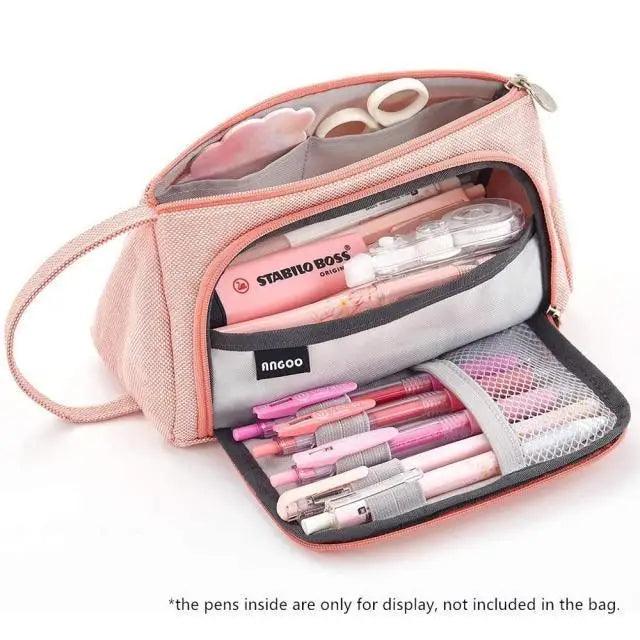 Vintage Multi Slot Pen Bag Big Storage Pouch Organizer For Stationery Retro Design Cosmetic Travel Portable Pouch Classic Pencil Case