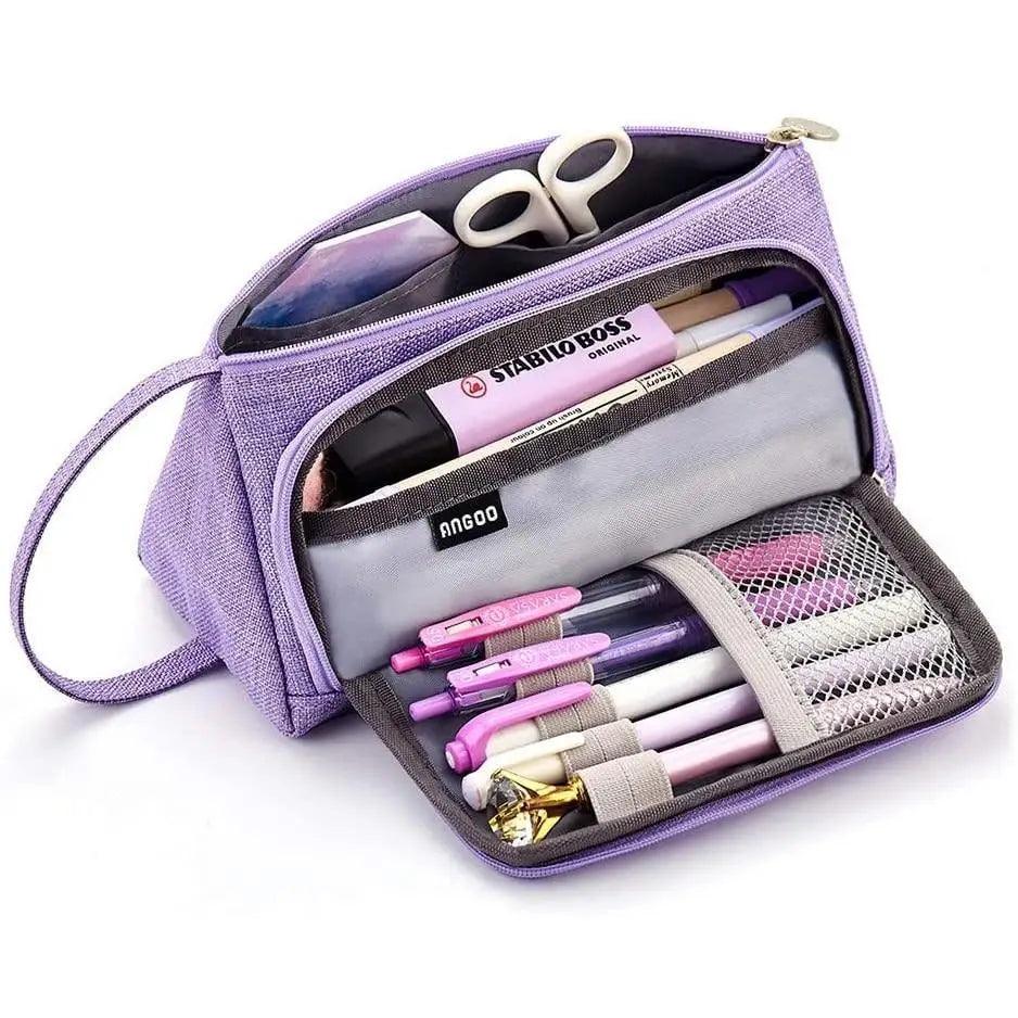 Vintage Multi Slot Pen Bag Big Storage Pouch Organizer For Stationery Retro Design Cosmetic Travel Portable Pouch Classic Pencil Case