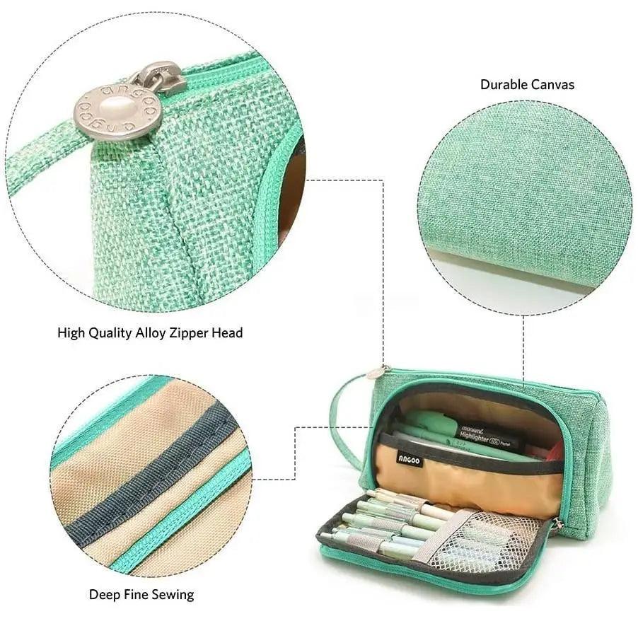 Vintage Multi Slot Pen Bag Big Storage Pouch Organizer For Stationery Retro Design Cosmetic Travel Portable Pouch Classic Pencil Case