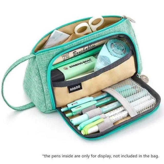 Vintage Multi Slot Pen Bag Big Storage Pouch Organizer For Stationery Retro Design Cosmetic Travel Portable Pouch Classic Pencil Case