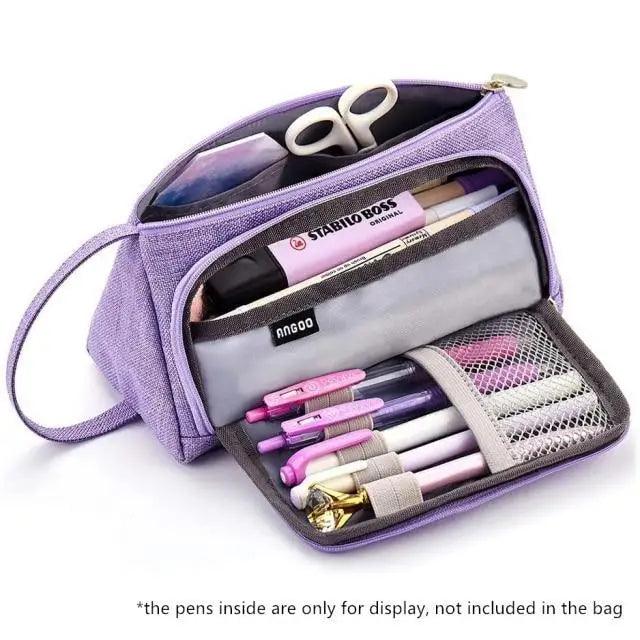 Vintage Multi Slot Pen Bag Big Storage Pouch Organizer For Stationery Retro Design Cosmetic Travel Portable Pouch Classic Pencil Case
