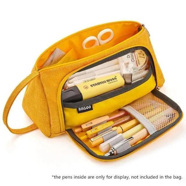 Vintage Multi Slot Pen Bag Big Storage Pouch Organizer For Stationery Retro Design Cosmetic Travel Portable Pouch Classic Pencil Case