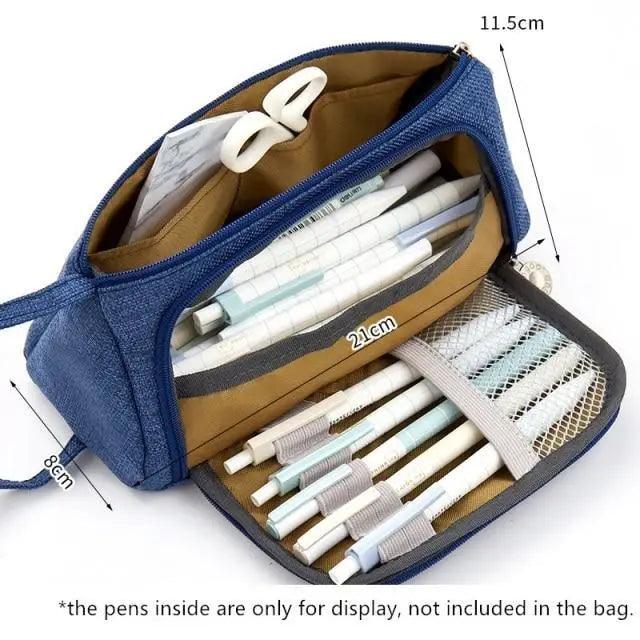 Vintage Multi Slot Pen Bag Big Storage Pouch Organizer For Stationery Retro Design Cosmetic Travel Portable Pouch Classic Pencil Case
