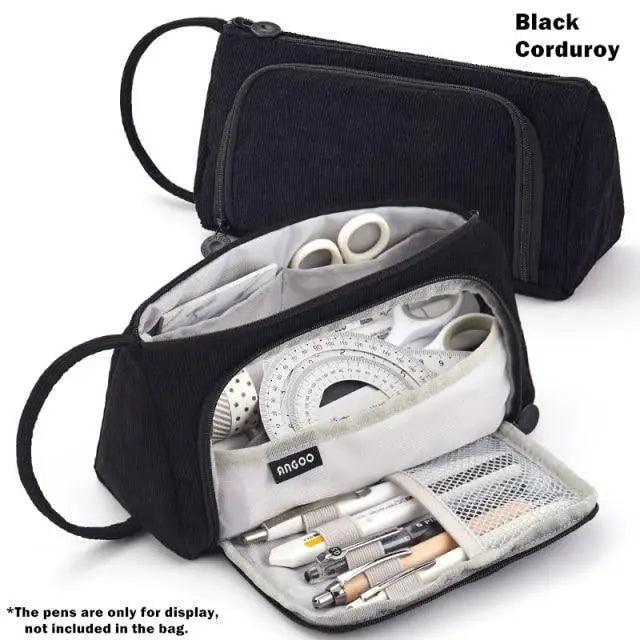 Vintage Multi Slot Pen Bag Big Storage Pouch Organizer For Stationery Retro Design Cosmetic Travel Portable Pouch Classic Pencil Case