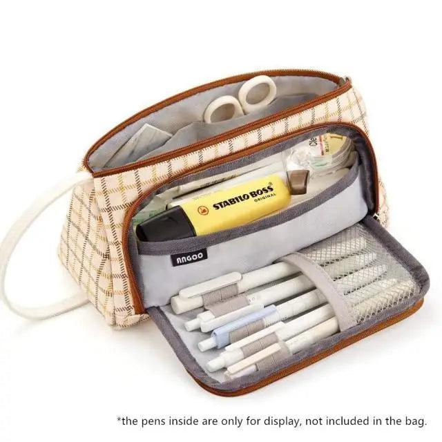 Vintage Multi Slot Pen Bag Big Storage Pouch Organizer For Stationery Retro Design Cosmetic Travel Portable Pouch Classic Pencil Case