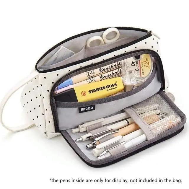 Vintage Multi Slot Pen Bag Big Storage Pouch Organizer For Stationery Retro Design Cosmetic Travel Portable Pouch Classic Pencil Case