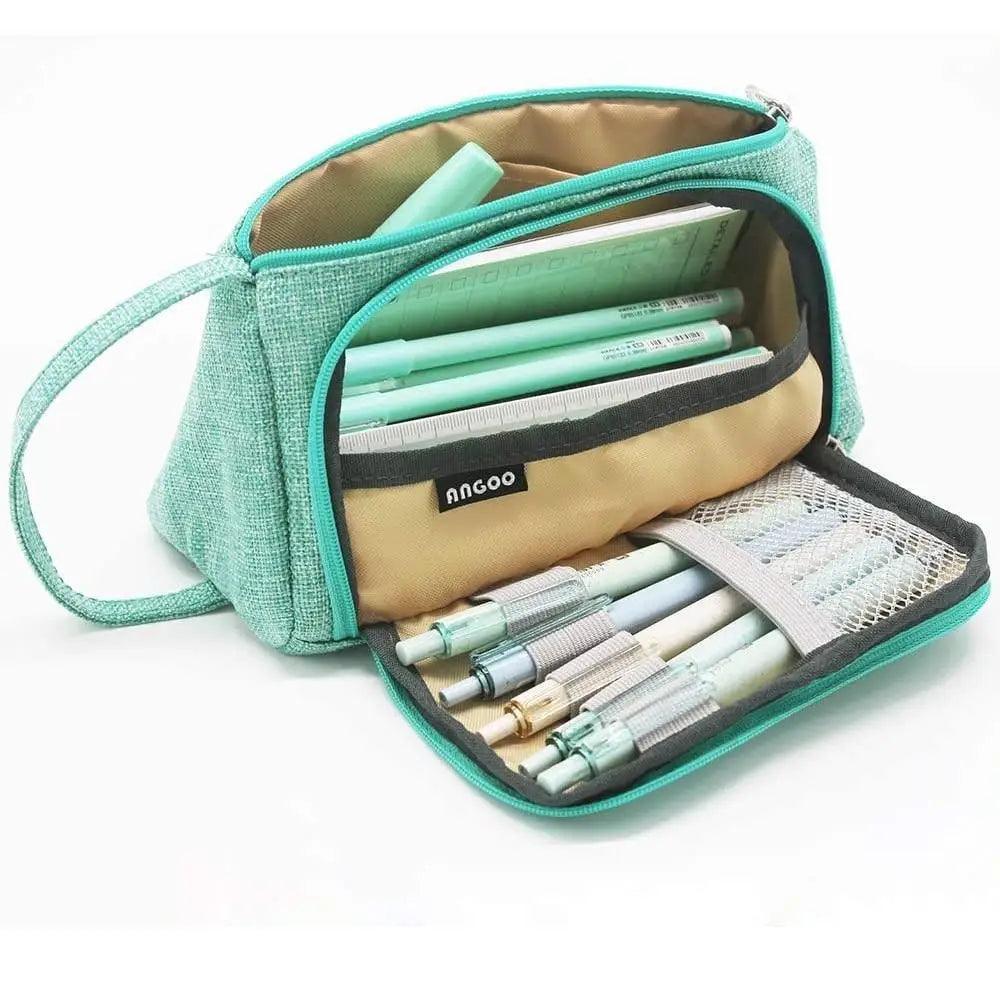 Vintage Multi Slot Pen Bag Big Storage Pouch Organizer For Stationery Retro Design Cosmetic Travel Portable Pouch Classic Pencil Case