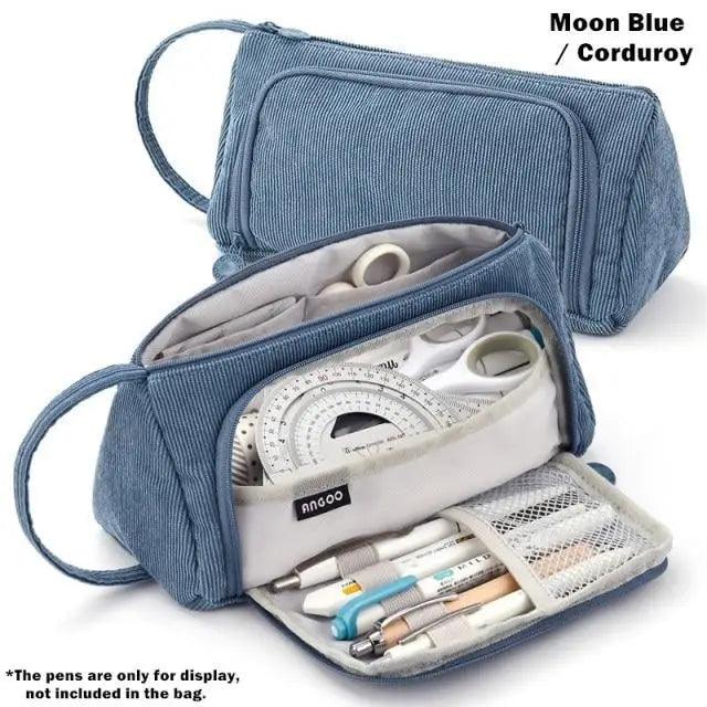 Vintage Multi Slot Pen Bag Big Storage Pouch Organizer For Stationery Retro Design Cosmetic Travel Portable Pouch Classic Pencil Case